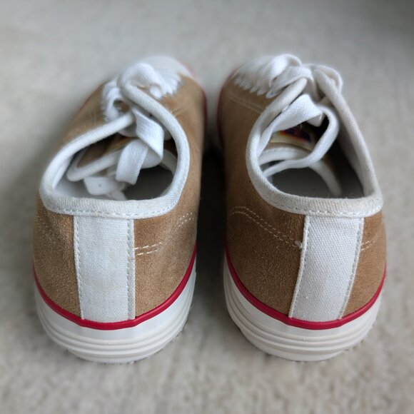 Sandro Paris Flame Suede Sneakers | EU 36 / US 5.5 | Beige & Red | NWT - Picture 4 of 9